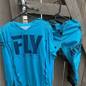 Fly Racing Blue Motocross Jersey and Pants Set